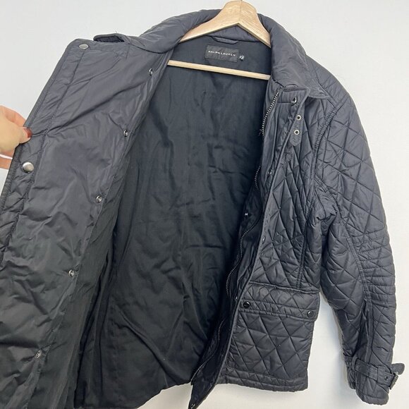 Ralph Lauren Black Label Men’s Quilted Nylon Double Breasted Biker Jacket XL - Picture 9 of 16